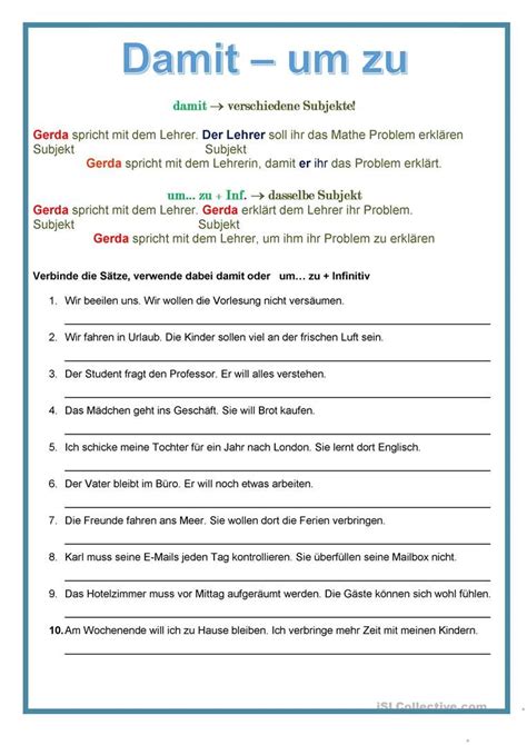 Finalsätze Damit Um Zu Deutsch Lernen Deutsch Lernen Für