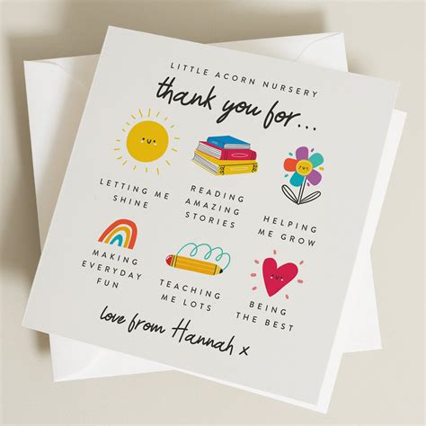 Personalised Teacher And Nursery Thank You Card School And Etsy Uk