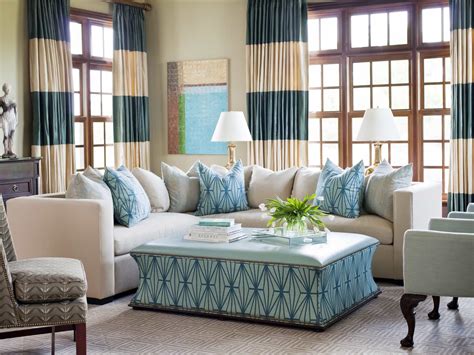 Elegant White And Turquoise Coastal Living Room 49957
