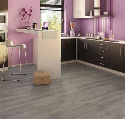 Laminate sheet in pink compre with virtual design matte finish Pink kitchen with grey laminate flooring | Grey laminate ...