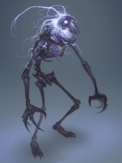 Lightning Skeleton By Morkardfc On Deviantart Creature Concept Art