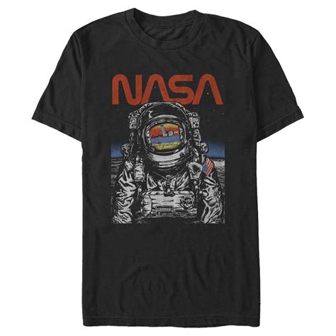 Nasa Mens Nasa Astronaut Moon Reflection Vintage Retro T Shirt