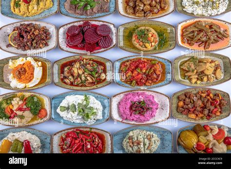Traditional Turkish And Greek Dinner Meze Table Turkish Cuisine Cold