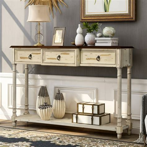Entryway Table With Storage Drawerandshelf 52in Narrow Wooden Buffet