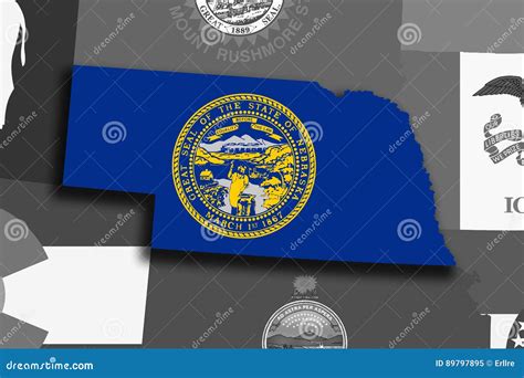 Nebraska Map And Flag Stock Illustration Illustration Of Outline