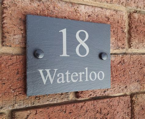 Natural Slate House Door Gate Number Sign Plaque Any Name 1 - 9999 | eBay