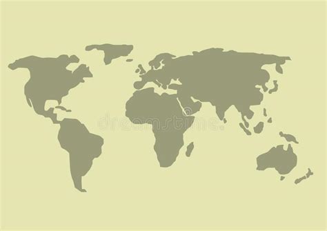 Mapa Do Mundo Simplificado Colorido Dividido Aos Continentes Ilustração