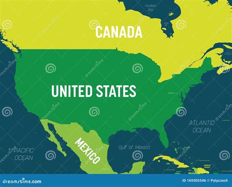 Usa Map Green Hue Colored On Dark Background High Detailed Political