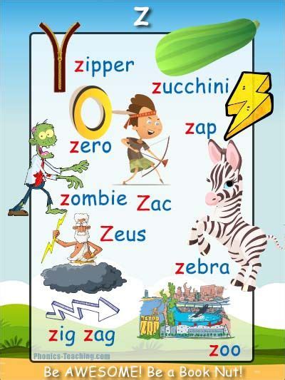 Z Words Z Phonics Poster Free And Printable Words Starting With Z Z Wordlist Ideal For