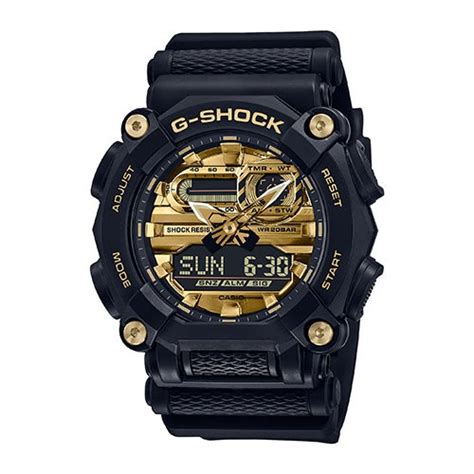 Mens G Shock Astro World Anadigi Black Resin Watch Gold Dial Power Sales
