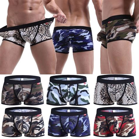 Mens Camouflage Hipster Boxer Shorts Camo Underwear Pants Bulge Briefs 6 Colors Ebay