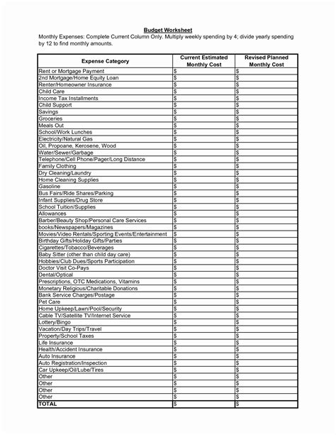 50 Monthly Income And Expense Worksheet Ufreeonline Template