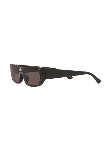 Balenciaga Shield Rectangular Frame Sunglasses In Black Modesens