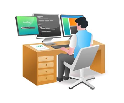 Premium Vector Isometric Illustration Concept Man Typing Programming