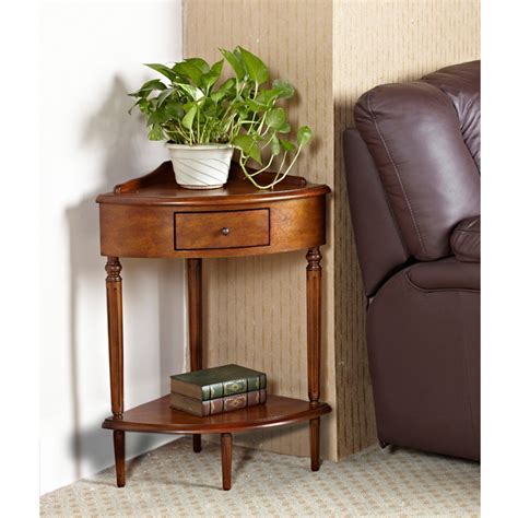 Leick Home Corner Hardwood Accent Table In 2020 Corner Accent Table