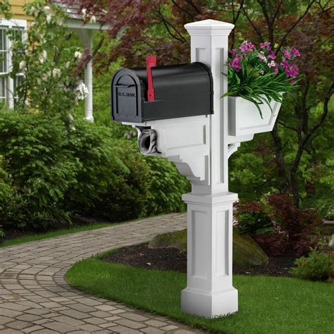 Mayne Signature Plus Plastic Mailbox Post White 580800000 The Home Depot