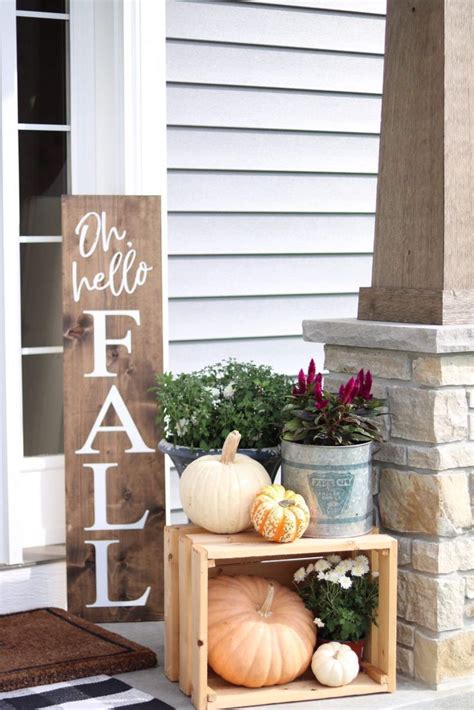 Our Fall Front Porch Porch Decorating Porch Signs Porch Welcome Sign