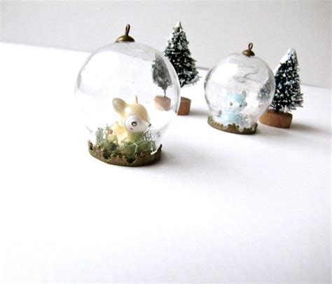 Miniature Terrarium Snow Globe Or Moss With Fawn By Bellamiadesign
