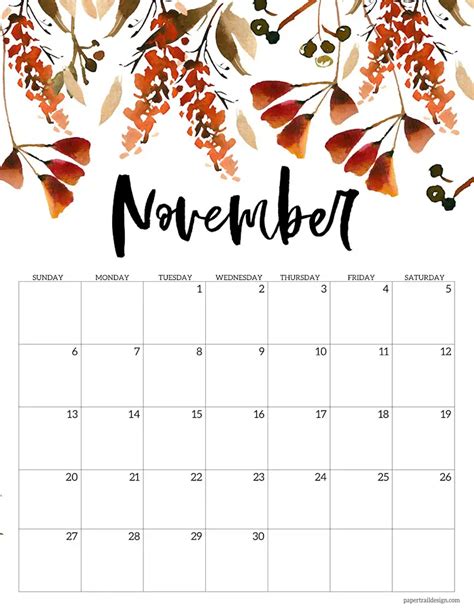 49 Free Printable November 2022 Calendars For The Usa