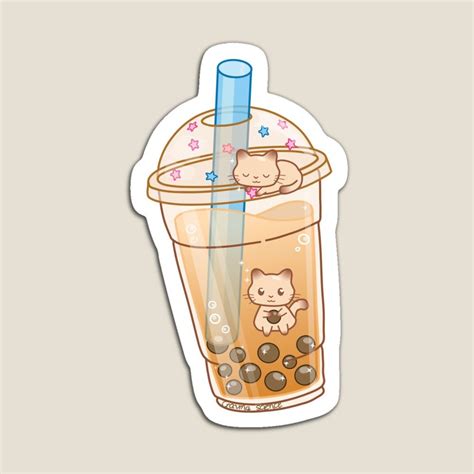 Bubble Tea Cat Magnet By Science Nerd Cute Animal Drawings Kawaii