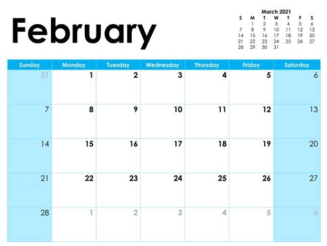 Blank february 2021 calendar printable is the second month of 2021. Printable February 2021 Calendar With Holidays Template ...
