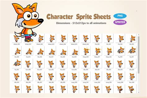 Fox 2d Game Character Sprites By Dionartworks Codester