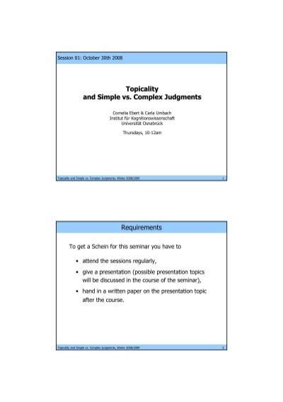Topicality And Simple Vs Complex Judgments Requirements