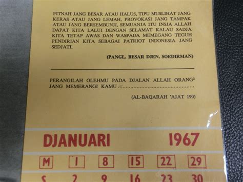 Sejarah Aset Yg Berharga Kalender Sudirman Tahun 1967