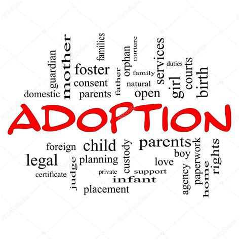 Adoption Word Cloud Concept In Red Caps — Stock Photo © Mybaitshop