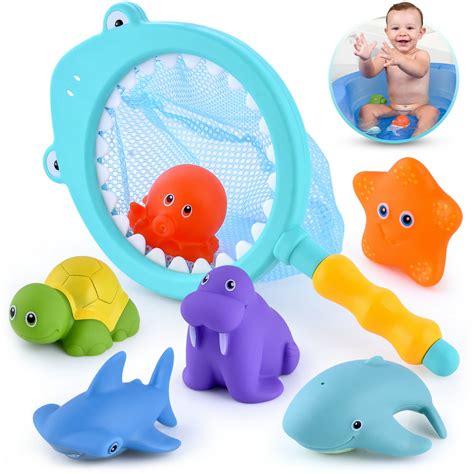 Bath Toy With Fishing Net Floating Animals Catch Shark Net Game
