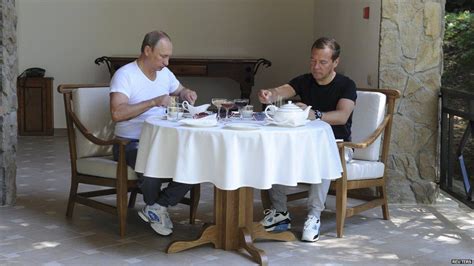 Russia S Putin And Medvedev Work Out Together Bbc News