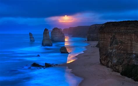 Twelve Apostles Australia Nature Landscape Beach Cliff Hd