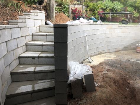 Curved Cinder Block Retaining Wall