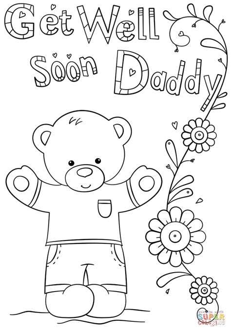 Get Well Soon Coloring Cards Printable Sketch Coloring Page