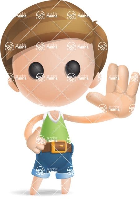 Simple Cute Boy Vector 3d Cartoon Character Wave Graphicmama