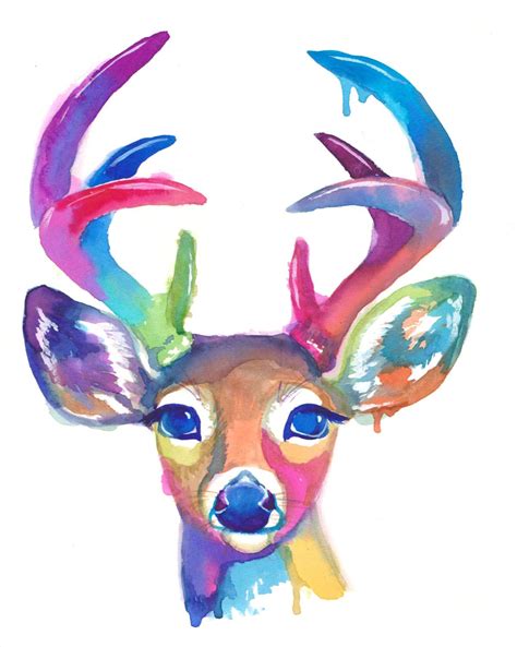 Colorful Doe And Buck Duo Pack Watercolor Abstract Art Deer Art