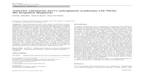 anterior cutaneous nerve entrapment syndrome acnes the forgotten diagnosis [pdf document]