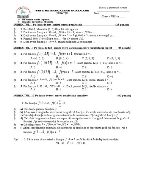 Functii Clasa 8 Matematica