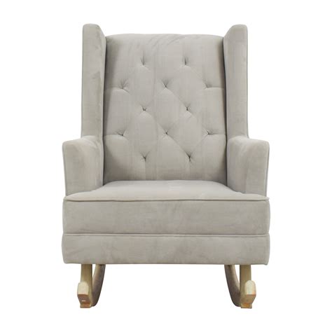 Pottery barn rocking chair recliner. 76% OFF - Pottery Barn Pottery Barn Grey Tufted Wingback ...