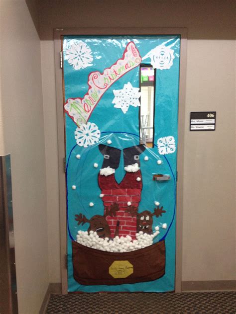 Christmas Door Decoration For A Contest Snow Globe Door