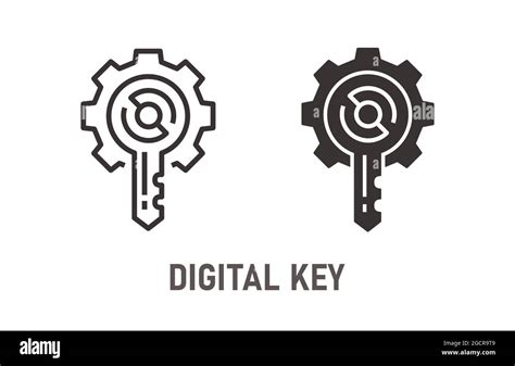 Digital Key Icon Vector Illustration Isolated On White Stock Vector