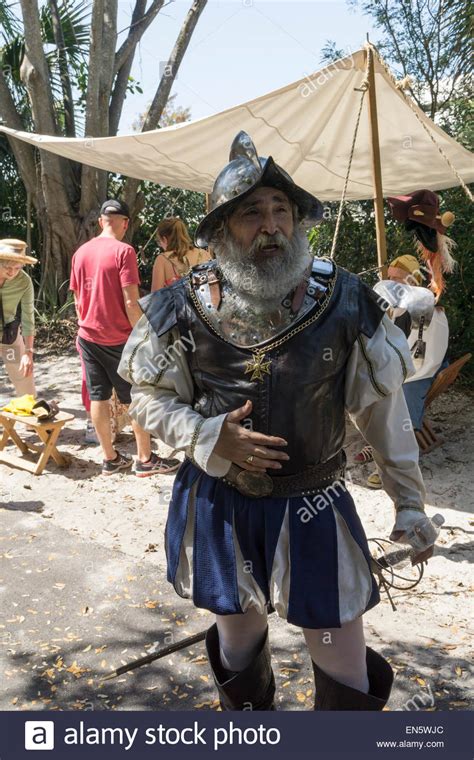 A Reenactor Plays A Spanish Conquistador At The Old Florida Festival