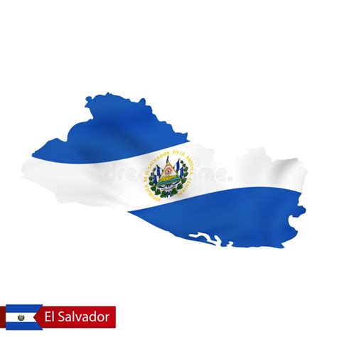 Mapa De El Salvador Con La Bandera Que Agita Del País Ilustración del Vector Ilustración de