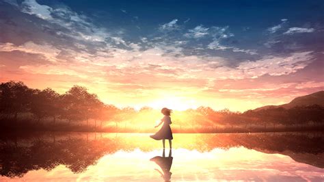 Lonely Anime Girl In Sunset Wallpaper Hd Anime K Wal Vrogue Co