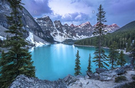 Scenery Of Moraine Lake In Banff National Park Alberta Canada Stock