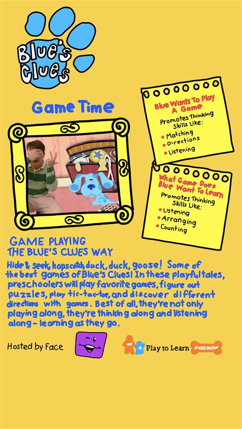 Blues Clues Game Time Vhs Back Cover By Zoboomafo On Deviantart