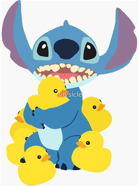 Stitch And His Duckies Sticker For Sale By Vivsicle Redbubble