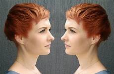 short pixie hair redhead copper color cut