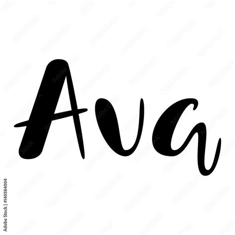 Female Name Ava Lettering Design Handwritten Typography Vector