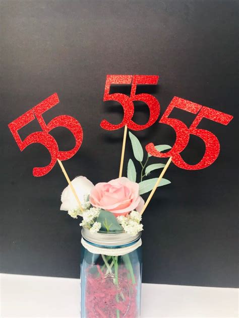 Birthday Centerpiece 55th Anniversary 55th Celebration 55th Birthday